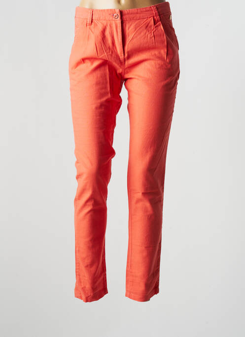 Pantalon chino fermeture zippée sous rabat boutonné taille normale orange LOLA ESPELETA femme