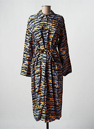 Robe mi-longue imprimé fantaisie manches longues bleu VILA femme