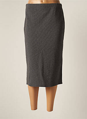 Jupe mi-longue taille haute gris QUATRE VINGT JOURS femme