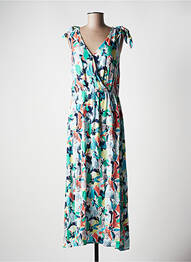 Robe longue manches bretelles ajustables fines bretelles bleu C'EST BEAU LA VIE femme