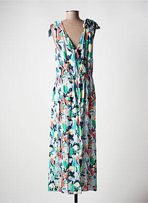 Robe longue manches bretelles ajustables fines bretelles bleu C'EST BEAU LA VIE femme