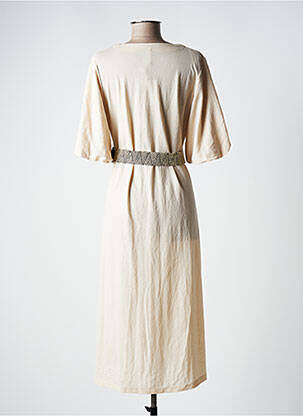 Robe mi-longue manches courtes manches courtes beige TIFFOSI femme