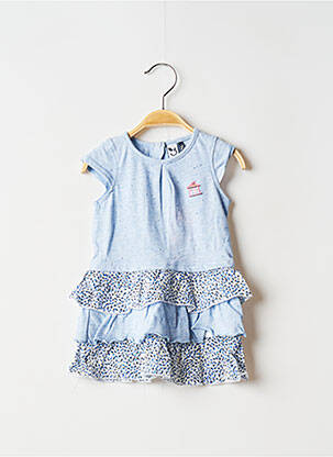 Robe mi-longue fermeture pressionnée manches longues bleu 3 POMMES fille