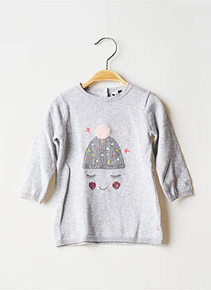 Robe pull sérigraphie manches longues gris 3 POMMES fille