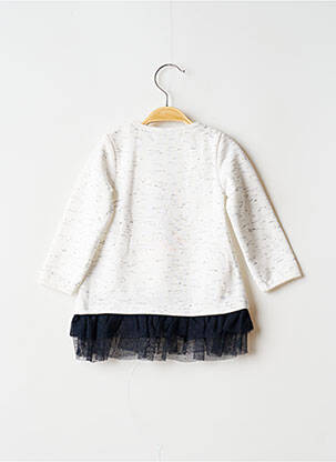 Robe mi-longue col rond manches longues blanc 3 POMMES fille