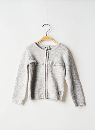 Gilet manches longues maille grosse maille gris 3 POMMES fille
