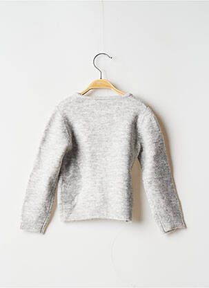 Gilet manches longues maille grosse maille gris 3 POMMES fille