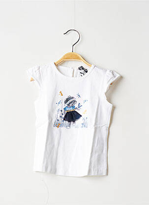 T-shirt fermeture boutonnée au dos manches courtes blanc 3 POMMES fille