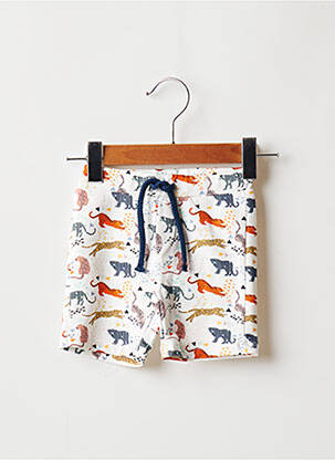 Short tissage popeline taille élastique beige 3 POMMES garcon