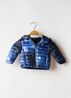 Doudoune resserrée sur le bas a capuche bleu GUESS enfant