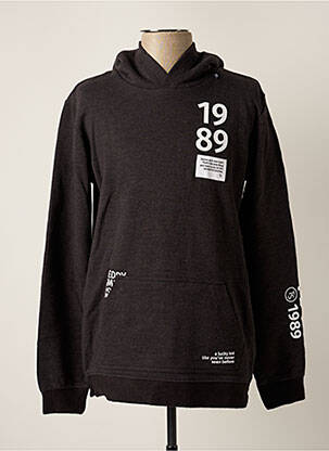 Sweat-shirt à capuche col v manches longues gris TEDDY SMITH garçon