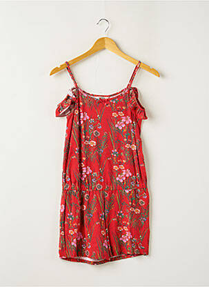 Combishort imprimé fleurs fines bretelles rouge KAPORAL fille