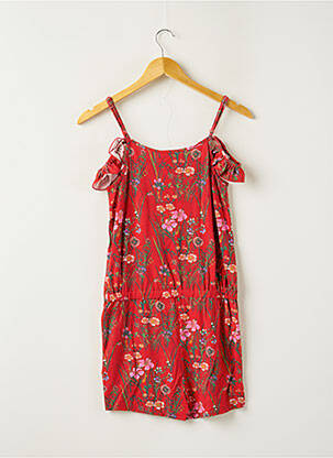 Combishort imprimé fleurs fines bretelles rouge KAPORAL fille