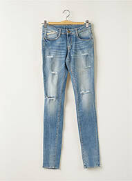 Jeans coupe slim effet usé délavé taille ajustable bleu LE TEMPS DES CERISES fille