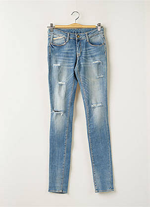 Jeans coupe slim effet usé délavé taille ajustable bleu LE TEMPS DES CERISES fille