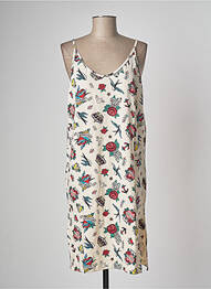 Robe mi-longue imprimé fantaisie fines bretelles beige LAZY & COSY femme