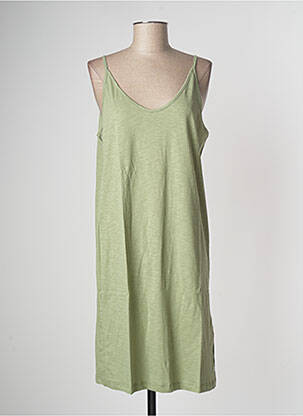 Robe mi-longue col rond fines bretelles vert LAZY & COSY femme