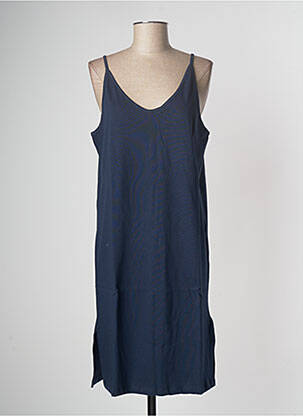 Robe mi-longue col rond fines bretelles bleu LAZY & COSY femme