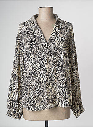 Blouse poignets boutonnés avec fente manches longues beige IN APRIL 1986 femme