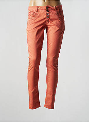 Pantalon slim broderie rivets taille normale orange CREAM femme