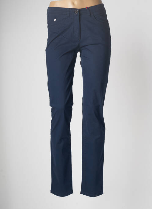 Pantalon slim tissage popeline taille normale bleu JOCAVI femme