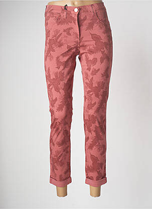 Pantalon slim tissage popeline taille haute rose EAST DRIVE femme