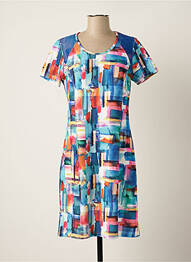 Robe mi-longue manches courtes manches courtes bleu FRANCE RIVOIRE femme