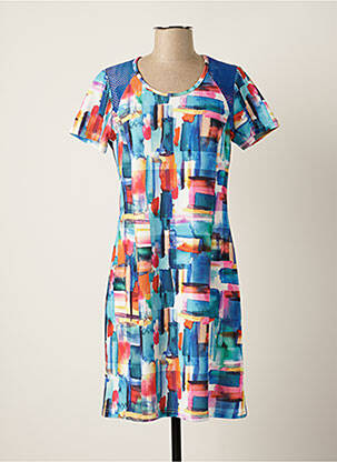 Robe mi-longue manches courtes manches courtes bleu FRANCE RIVOIRE femme