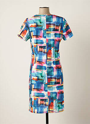 Robe mi-longue manches courtes manches courtes bleu FRANCE RIVOIRE femme