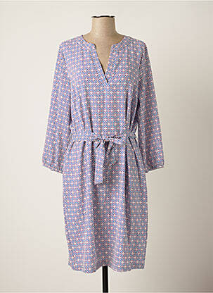 Robe mi-longue manches longues manches longues bleu SIGNE NATURE femme