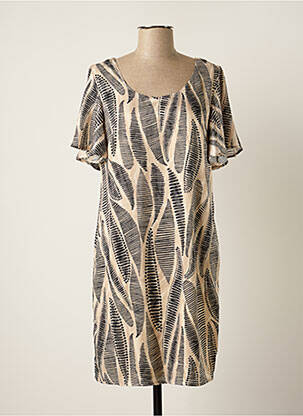 Robe courte manches courtes manches courtes beige SIGNE NATURE femme
