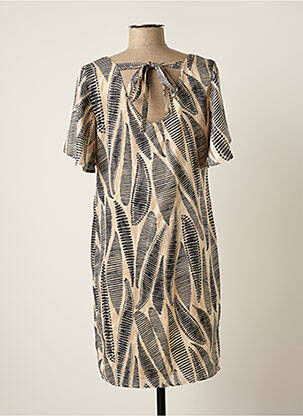 Robe courte manches courtes manches courtes beige SIGNE NATURE femme