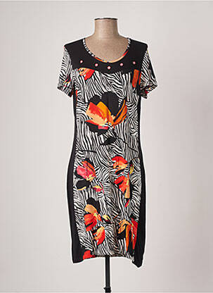 Robe mi-longue manches courtes manches courtes noir FRANCE RIVOIRE femme
