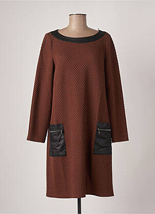 Robe mi-longue manches longues manches longues marron VERA MONT femme