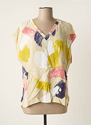 Blouse imprimé fantaisie manches courtes beige JOCAVI femme
