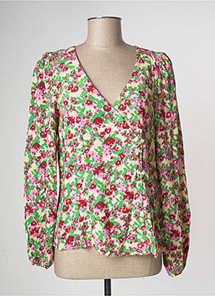 Chemisier imprimé fleurs manches longues vert ICHI femme
