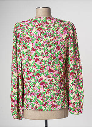 Chemisier imprimé fleurs manches longues vert ICHI femme