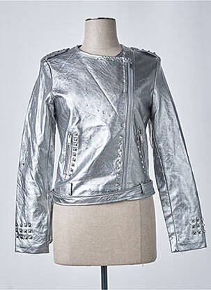 Veste simili cuir poches gris SOFTY femme