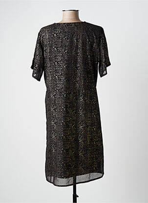 Robe mi-longue manches courtes manches courtes noir ICHI femme
