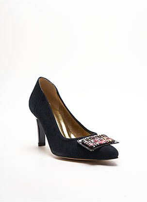 Escarpins tissage satiné talon de 7 à 9cm noir AZUREE femme