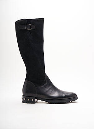 Bottes tissage satiné talon plat jusqu'à 3cm noir MAM'ZELLE femme