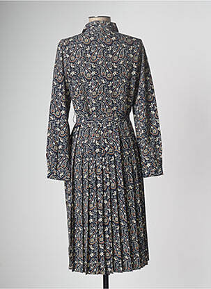 Robe mi-longue imprimé fleurs manches longues bleu THE KORNER femme