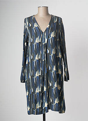 Robe mi-longue imprimé fantaisie manches longues bleu PAN femme