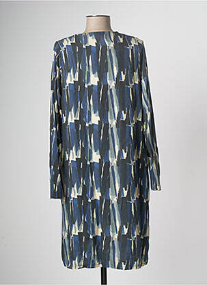 Robe mi-longue imprimé fantaisie manches longues bleu PAN femme