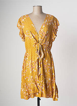Robe courte coupe fluide manches courtes jaune JAASE femme