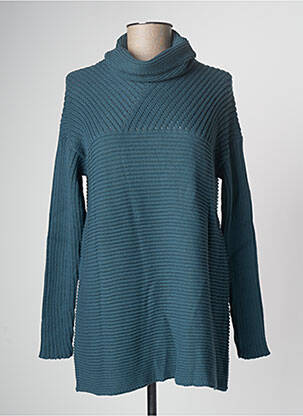 Pull col roulé manches longues manches longues bleu PAN femme