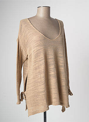 Pull col v manches longues beige MUS & BOMBON femme