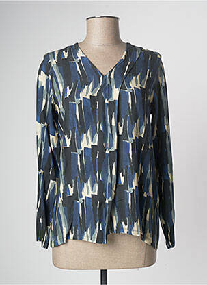 Blouse imprimé fantaisie manches longues bleu PAN femme
