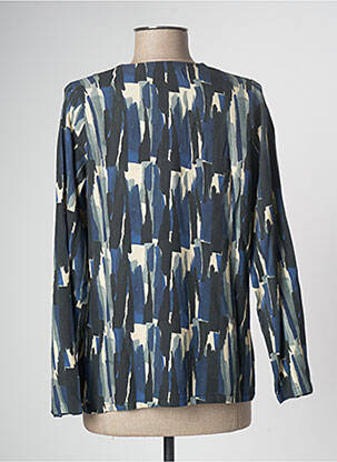 Blouse tissage popeline manches longues bleu PAN femme