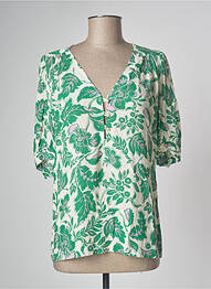 Blouse imprimé fleurs manches courtes vert LA PETITE FRANCAISE femme